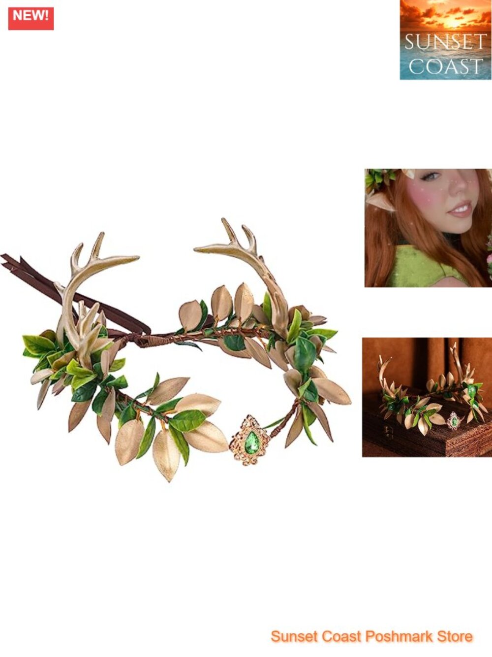Woodland Fairy Antler Crown Renaissance Elf Headpiece Adjustable